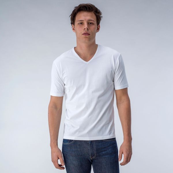 White stretch fabric vneck tshirt (2pack) Tailor Store®